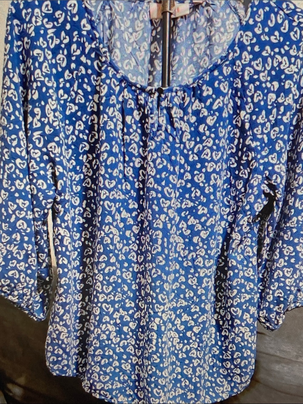 EVRI Blue and White Printed Peasant Tunic